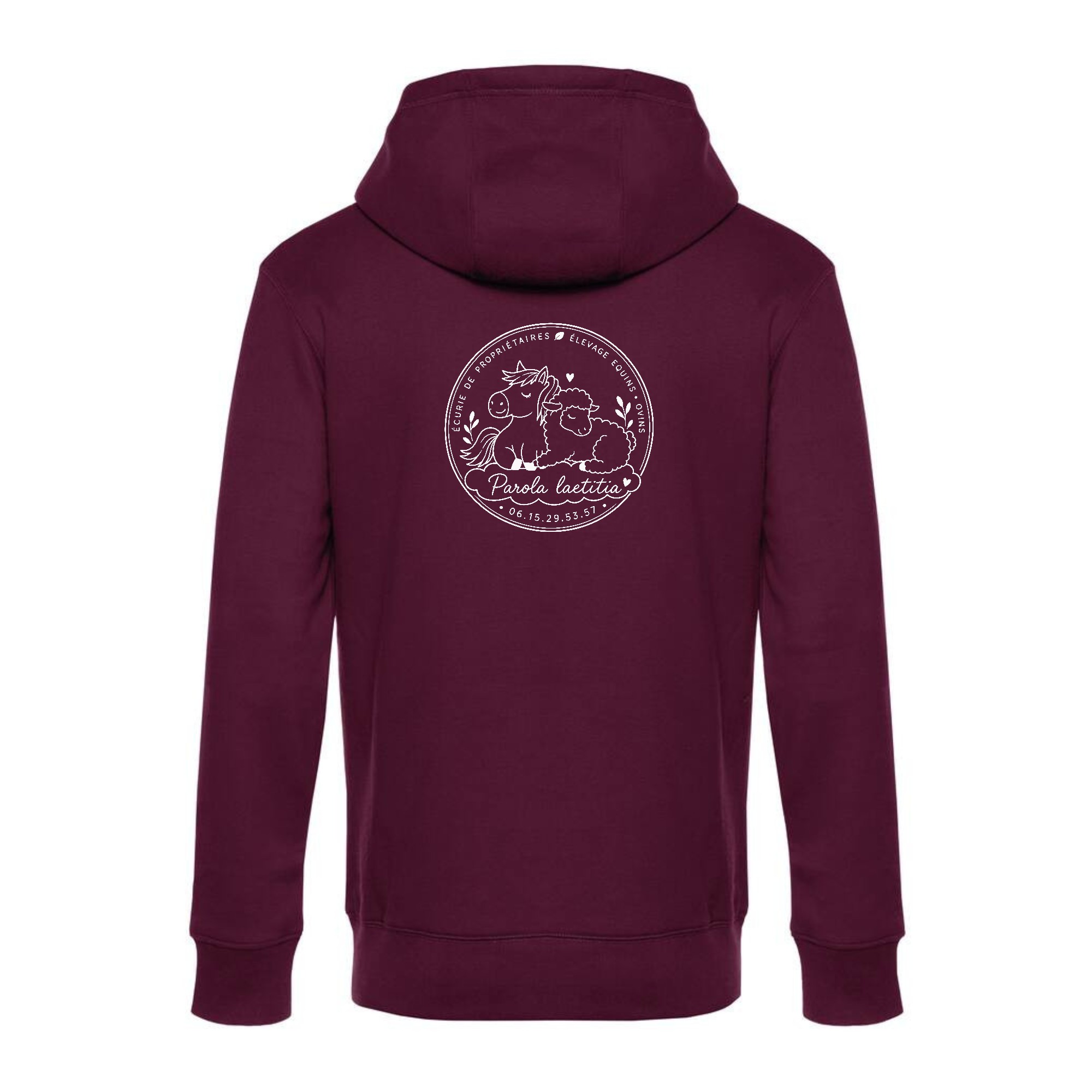 SWEAT ZIPPÉ (Homme) - EI parola laetitia - Bordeaux - BCU03K – Image 3