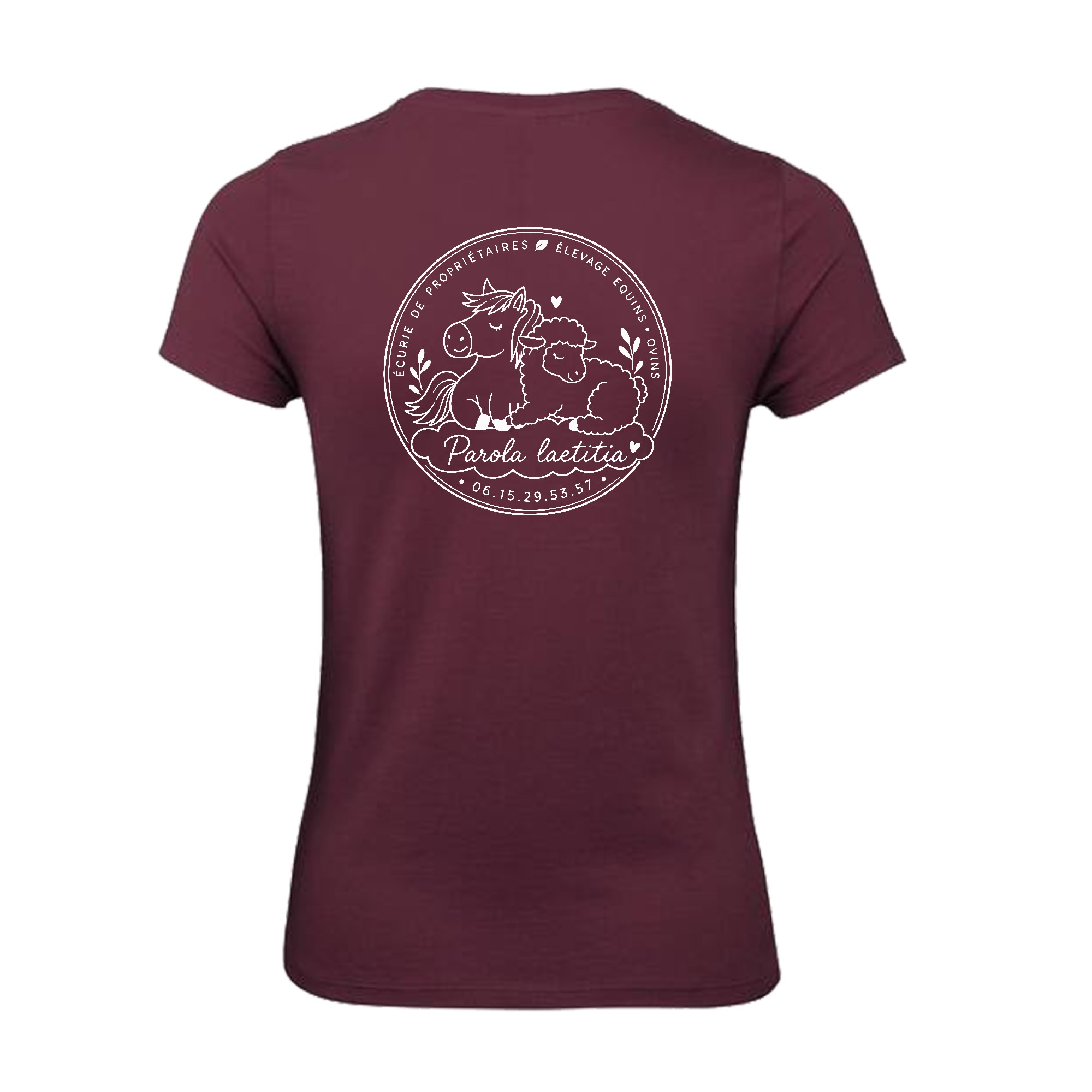 T-SHIRT (femme) - EI parola laetitia - Bordeaux - BC04T – Image 3
