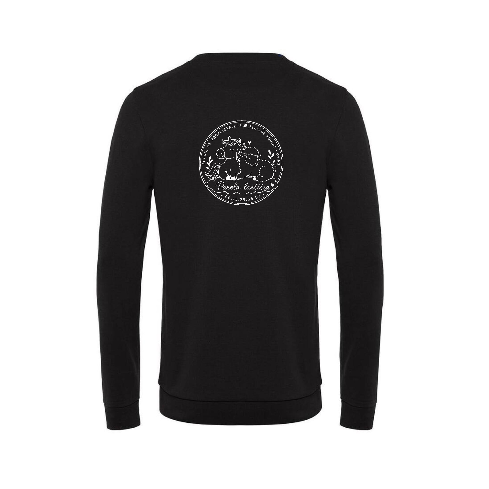 SWEAT COL ROND (enfant) - EI parola laetitia - Noir - ID332K – Image 2
