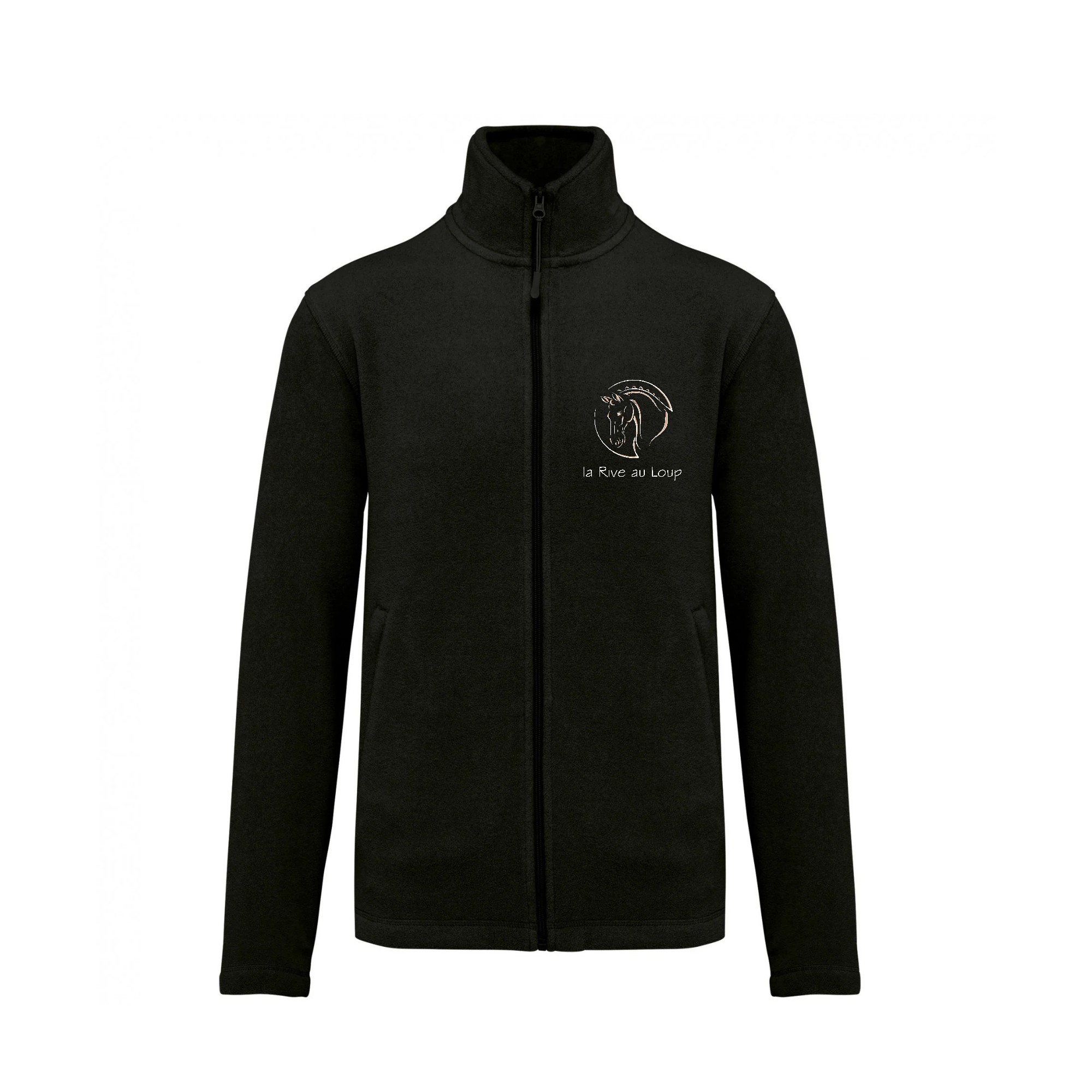 Veste micropolaire zippée (femme) – Écurie de la rive au loup - Noir – K907