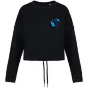 Sweat-shirt à col rond oversize crop (Femme) - Au Fil des Sabots - Noir - NS429